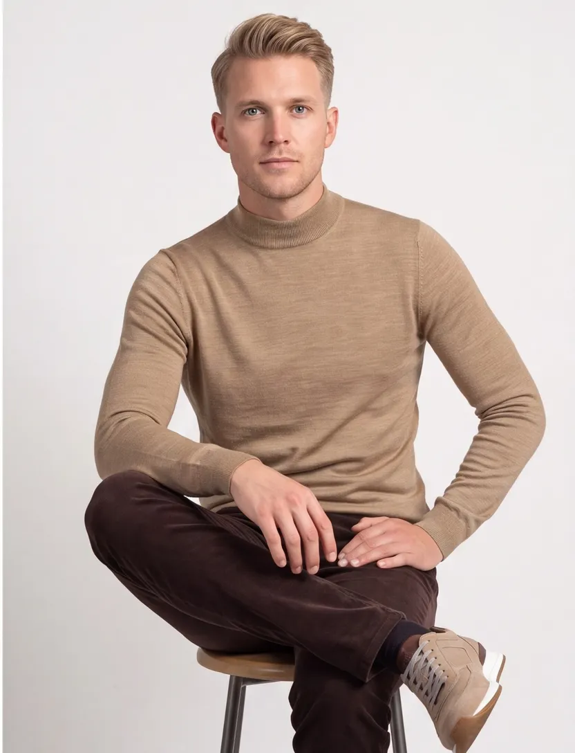 turtle neck trui portofino camel