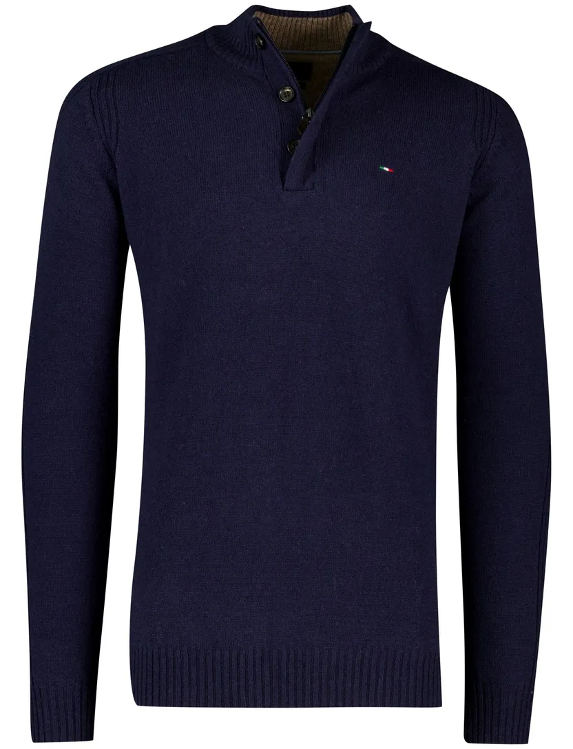 trui extra lang Portofino donkerblauw effen lamswol
