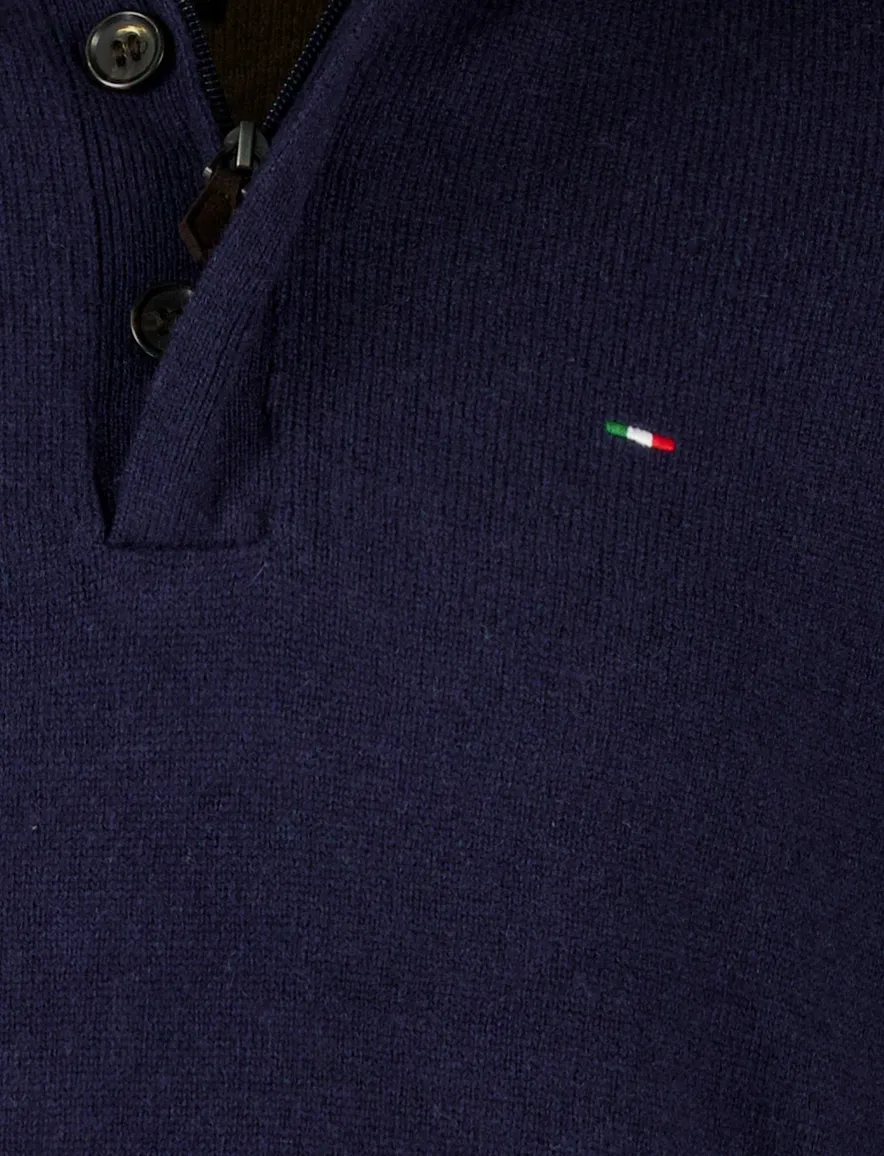 Portofino trui extra lange mouwlengte navy lamswol