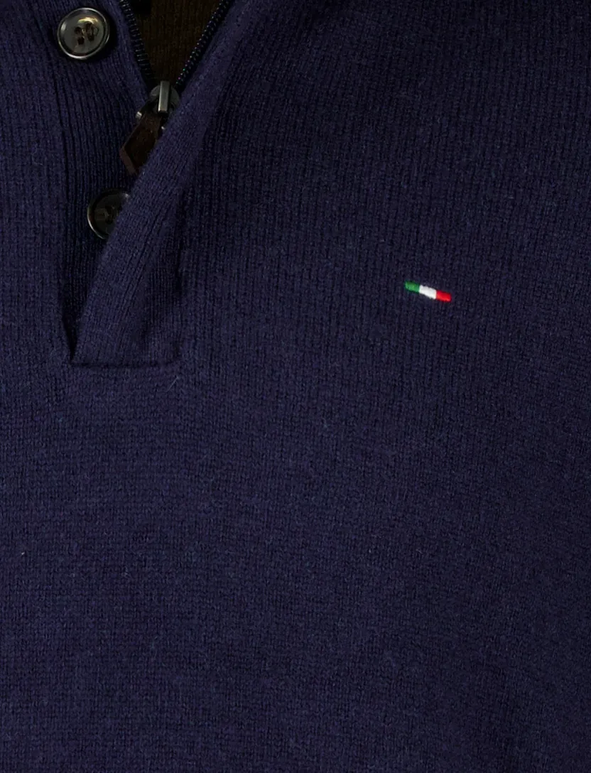 trui extra lang Portofino donkerblauw effen lamswol