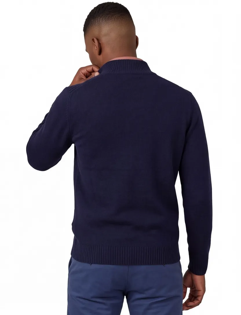 trui extra lang Portofino donkerblauw effen lamswol