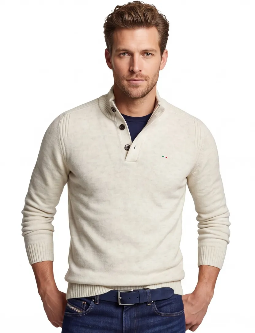 trui extra lange mouwlengte Portofino creme gebreid