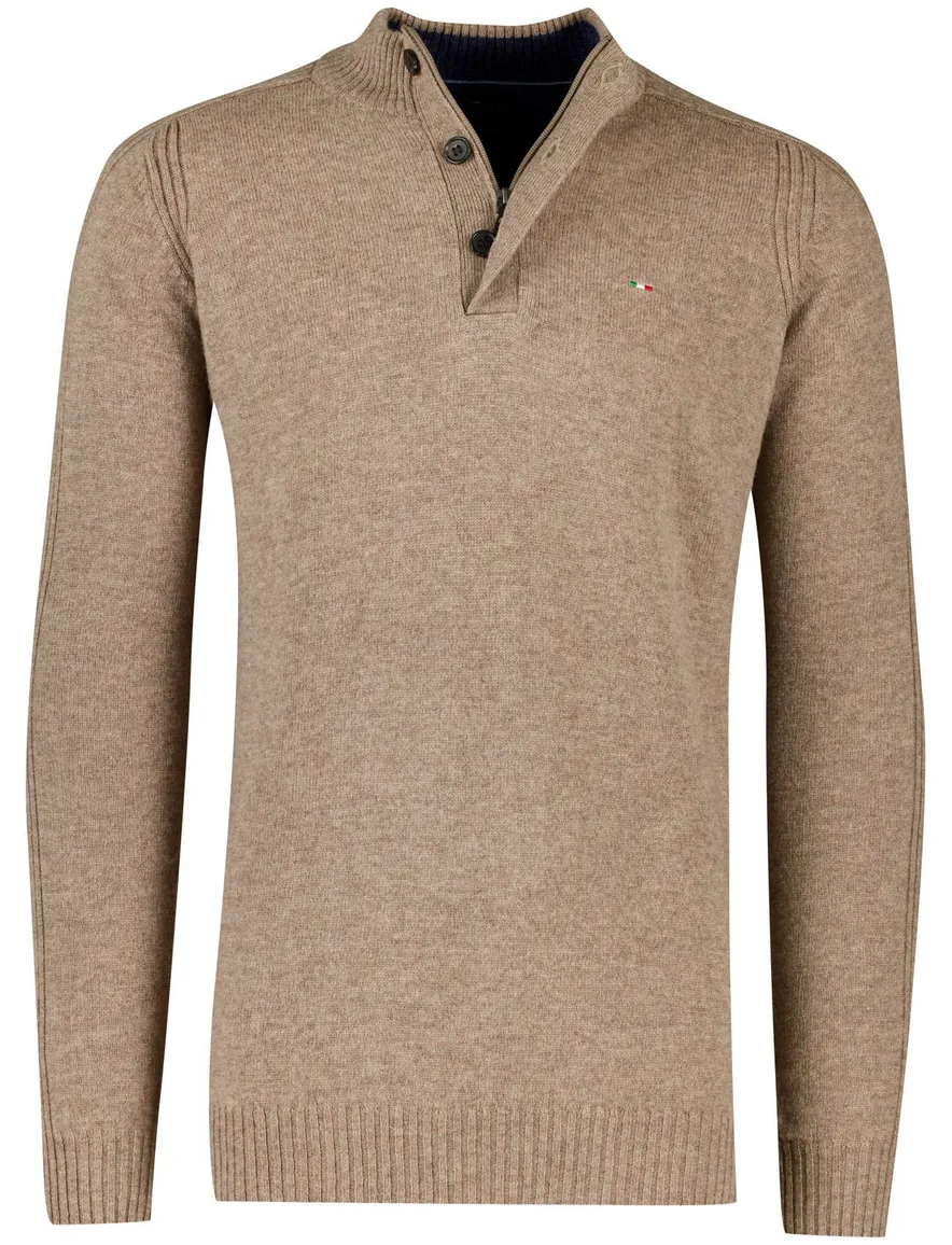 Portofino trui extra lange mouwlengte beige half zip
