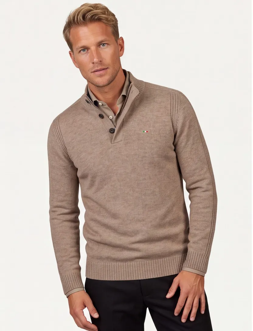 trui extra lange mouwlengte Portofino beige gemêleerd