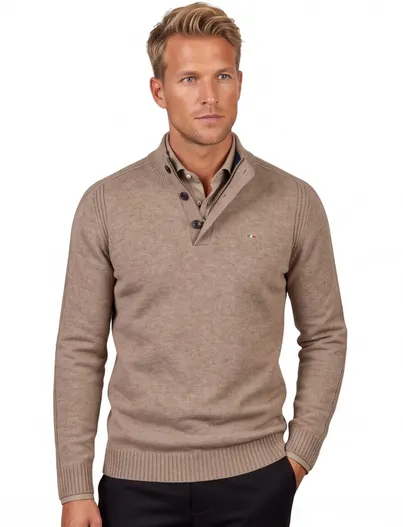 Portofino trui extra lange mouwlengte Portofino beige gemêleerd