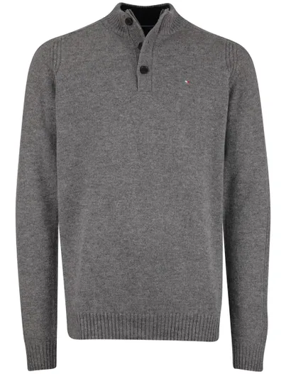 Portofino Portofino trui half zip trui melange antraciet lamswol ml7 gemêleerd