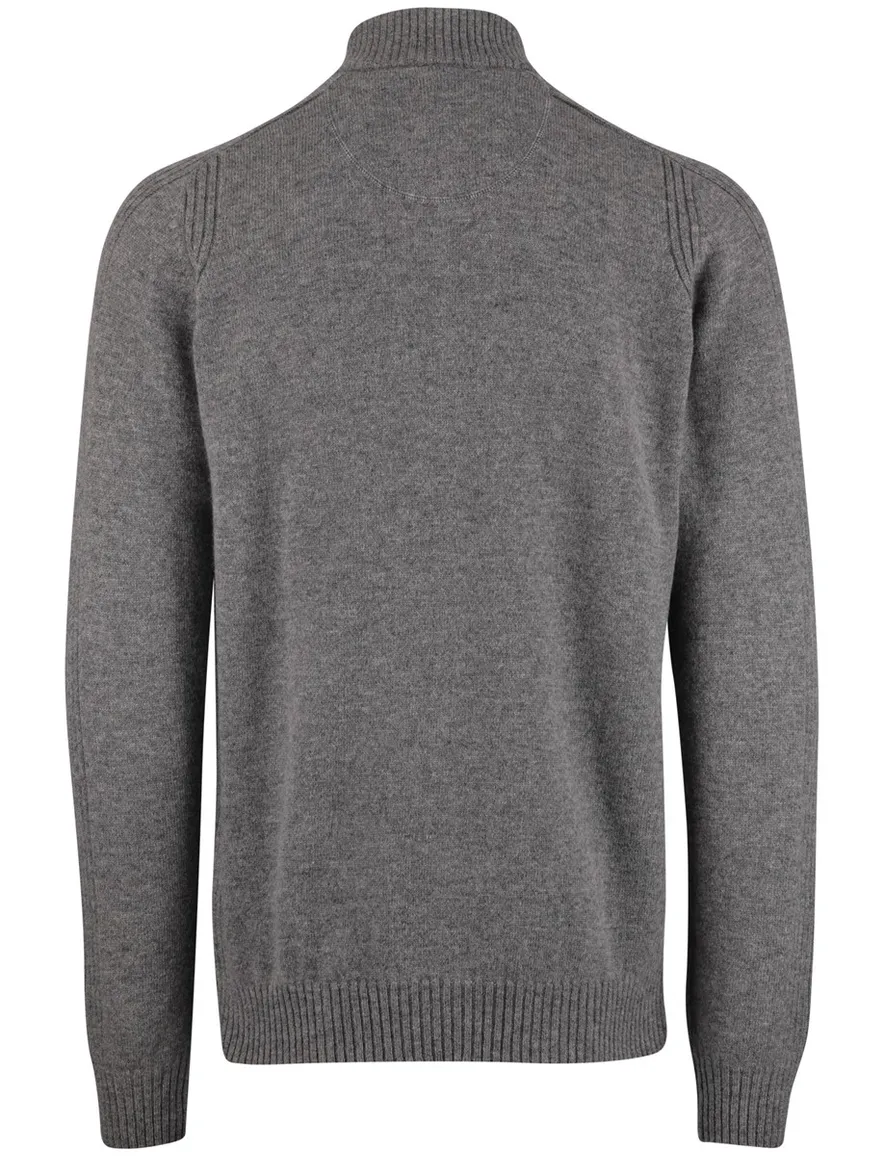 Portofino trui half zip trui melange antraciet lamswol