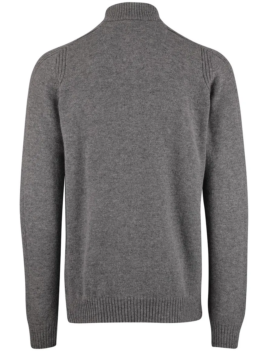 Portofino trui half zip trui melange grijs lamswol