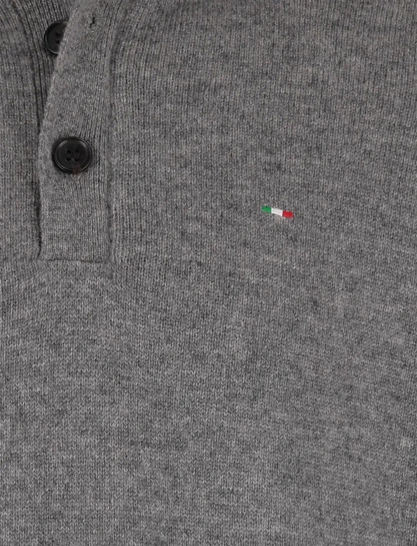 Portofino trui half zip trui melange antraciet lamswol ml7 gemêleerd