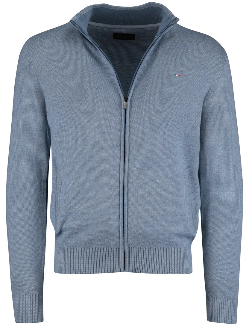 Portofino vest effen blauw katoen normale fit