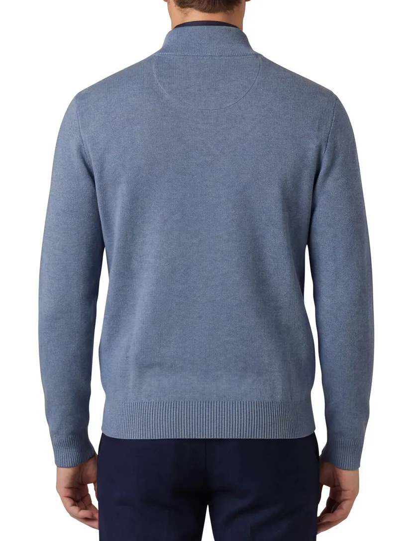 Portofino vest effen blauw katoen normale fit