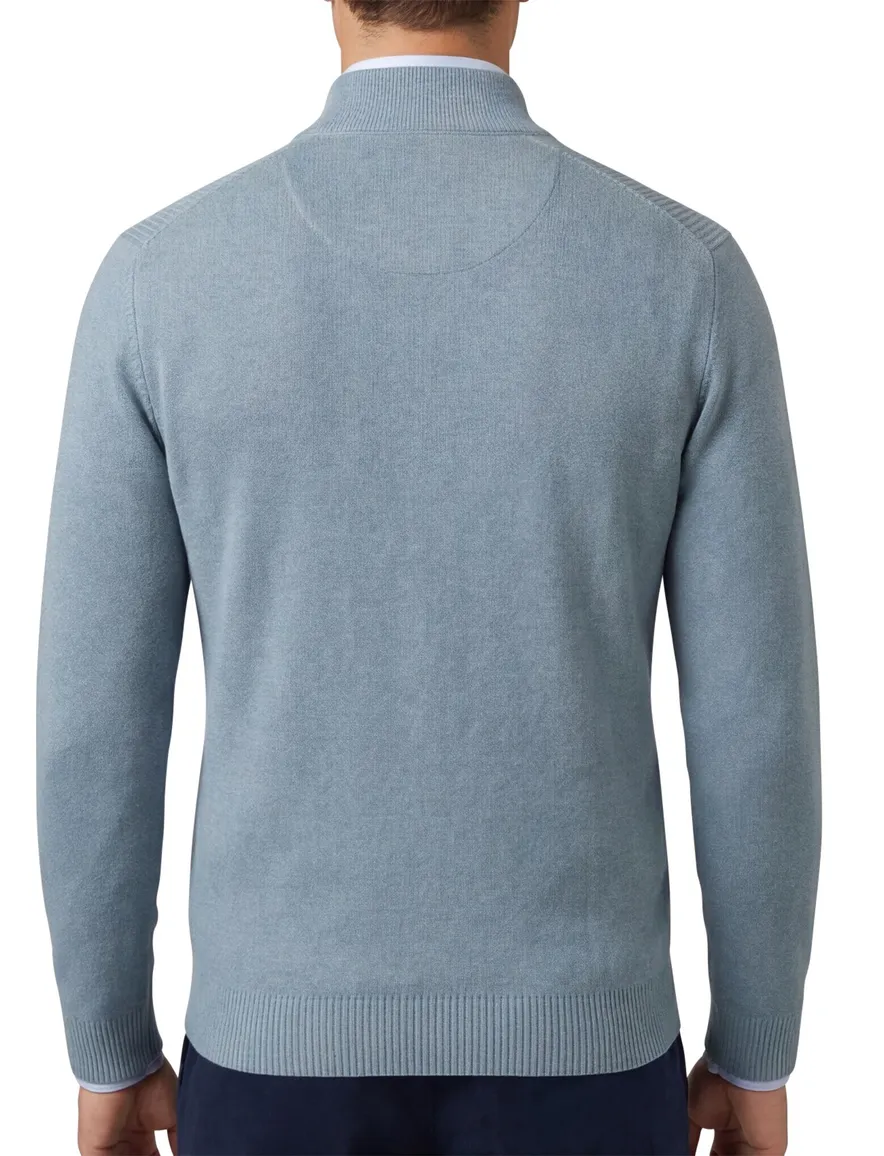Portofino half zip trui lichtblauw katoen