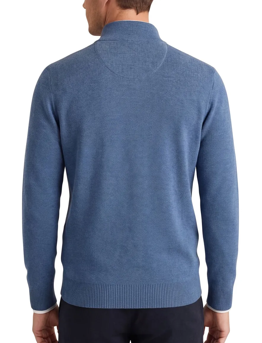 Portofino half zip trui blauw gemeleerd