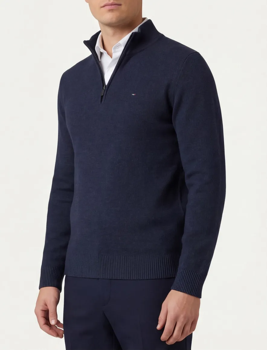 Portofino half zip trui donkerblauw