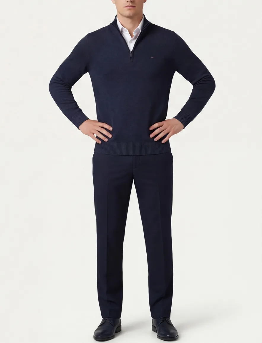Portofino half zip trui donkerblauw
