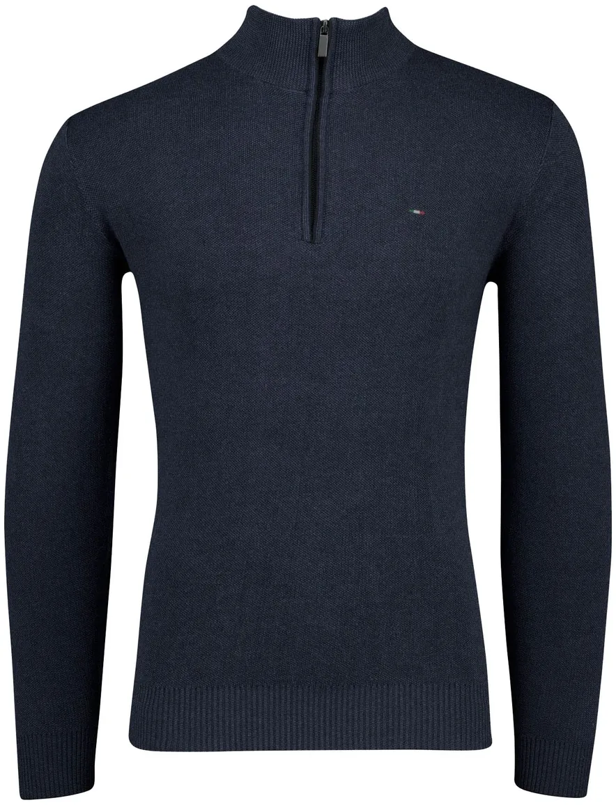 Portofino half zip trui gemeleerd donkerblauw