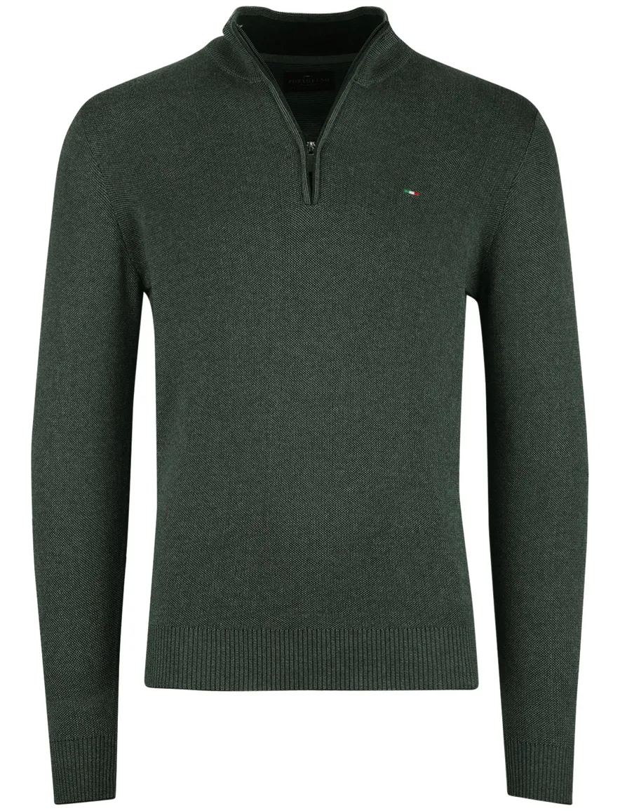 Portofino half zip trui groen