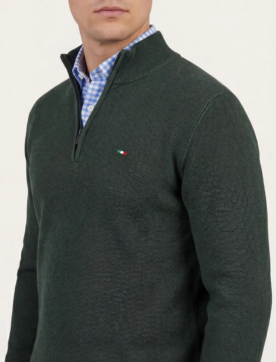 Portofino half zip trui groen