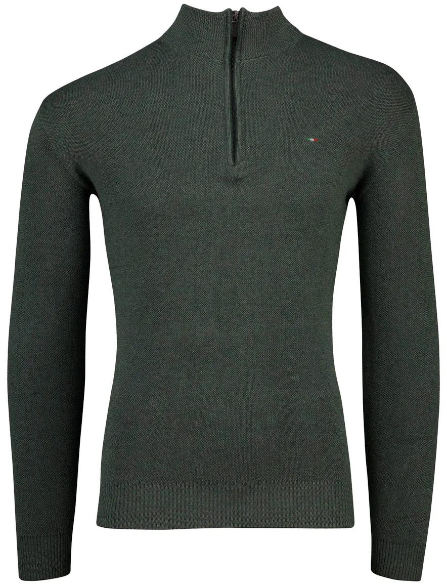 Portofino half zip trui groen gemeleerd