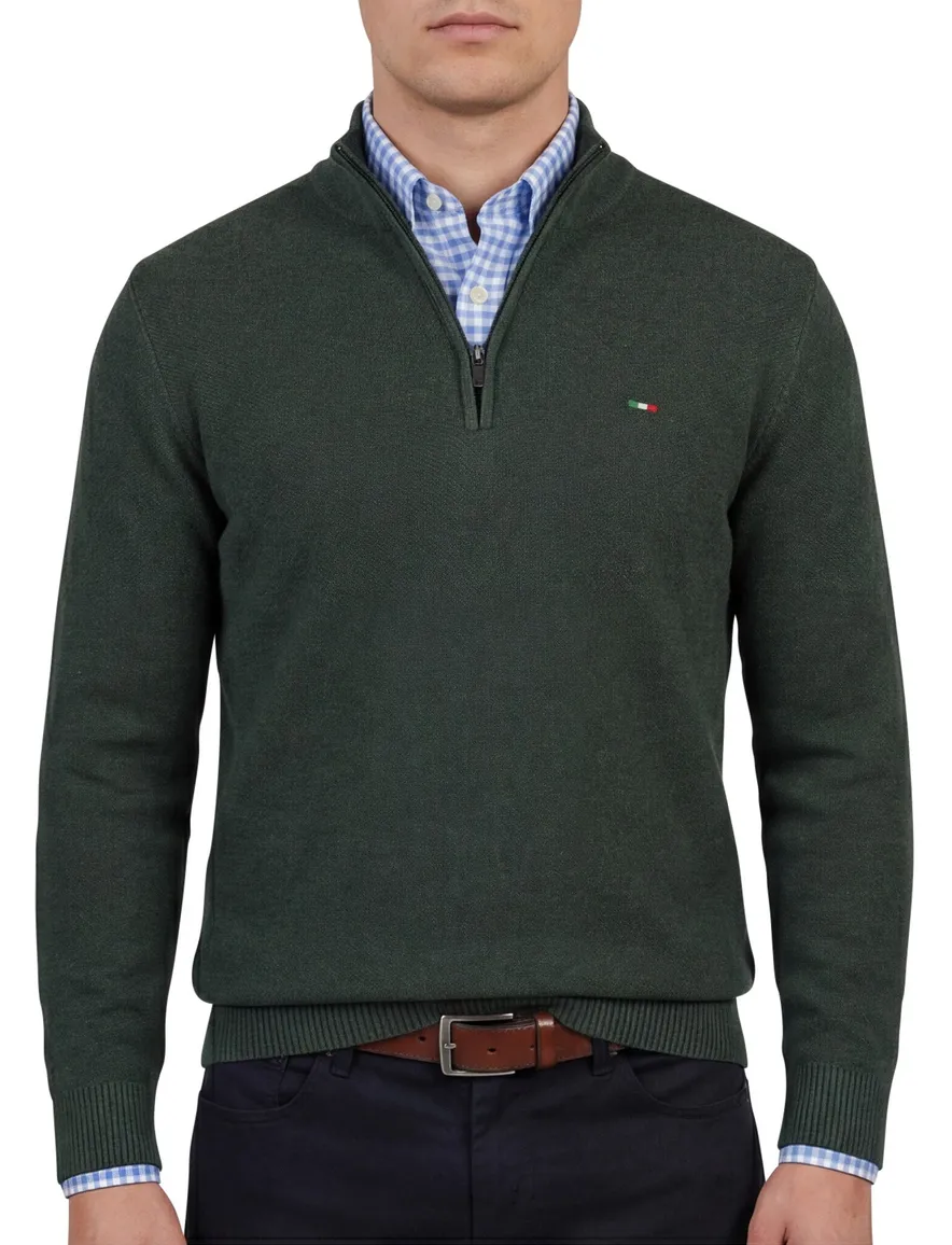 Portofino half zip trui groen gemeleerd