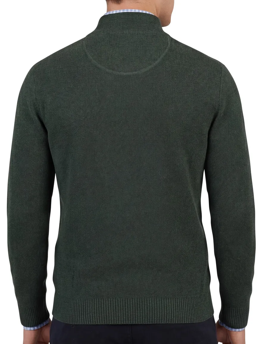 Portofino half zip trui groen gemeleerd