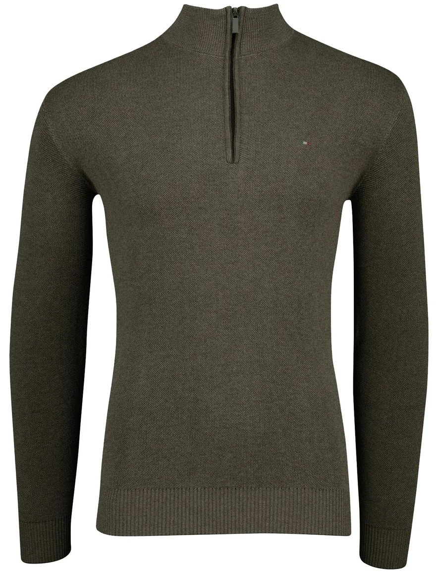 Portofino half zip trui donkergroen