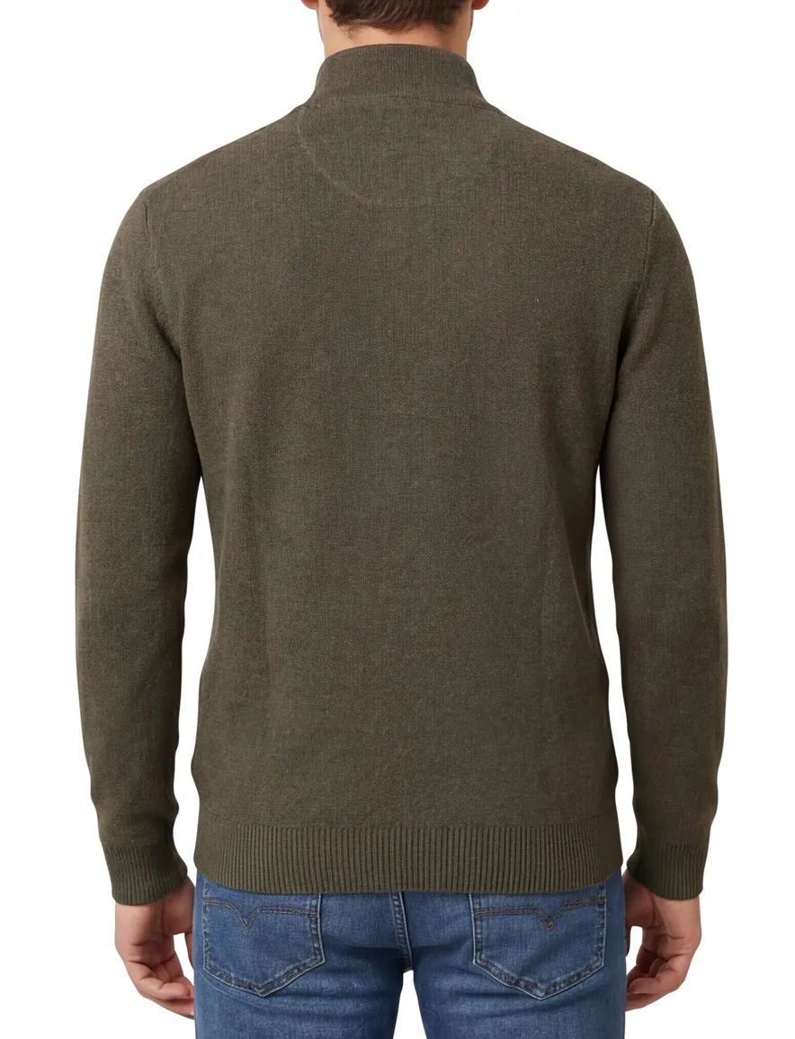 Portofino half zip trui donkergroen gemeleerd