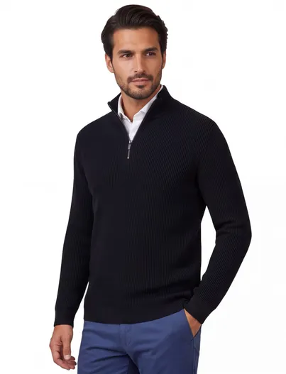 Portofino Portofino trui extra lange gebreid katoen navy ml7