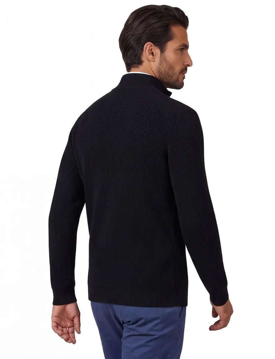 Portofino trui extra lange gebreid katoen navy