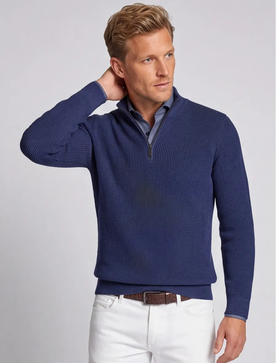 trui extra lange mouwlengte donkerblauw Portofino