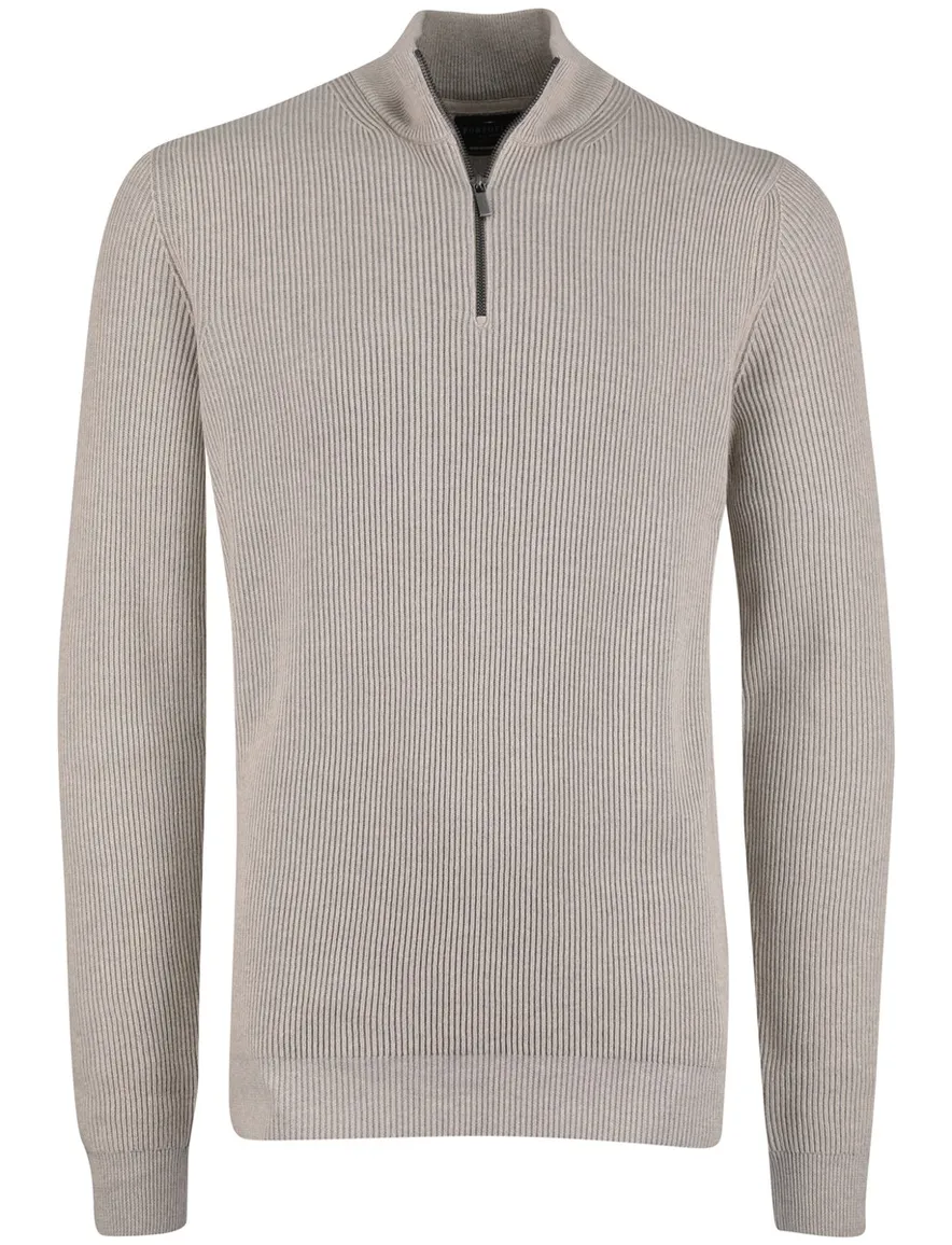 Portofino trui half zip beige katoen