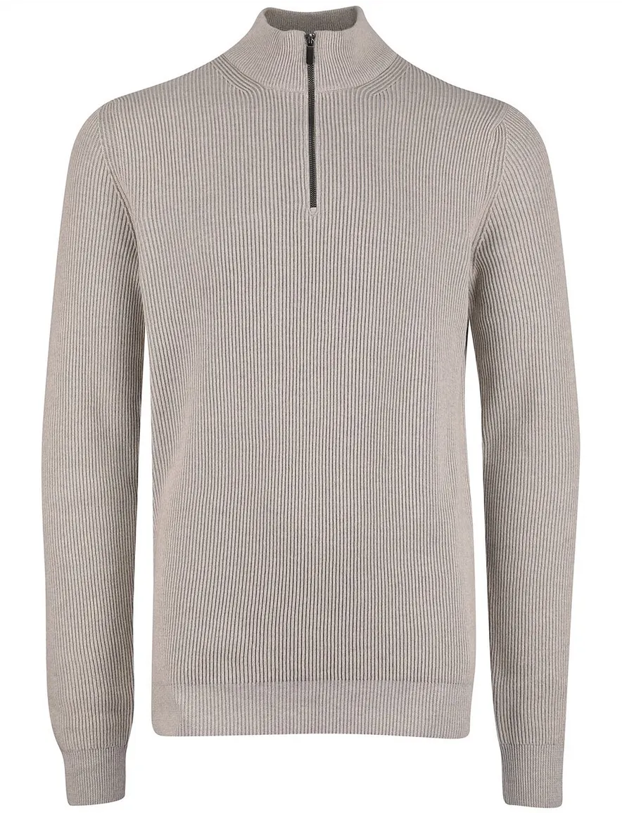 Portofino trui half zip beige 100% katoen ml7
