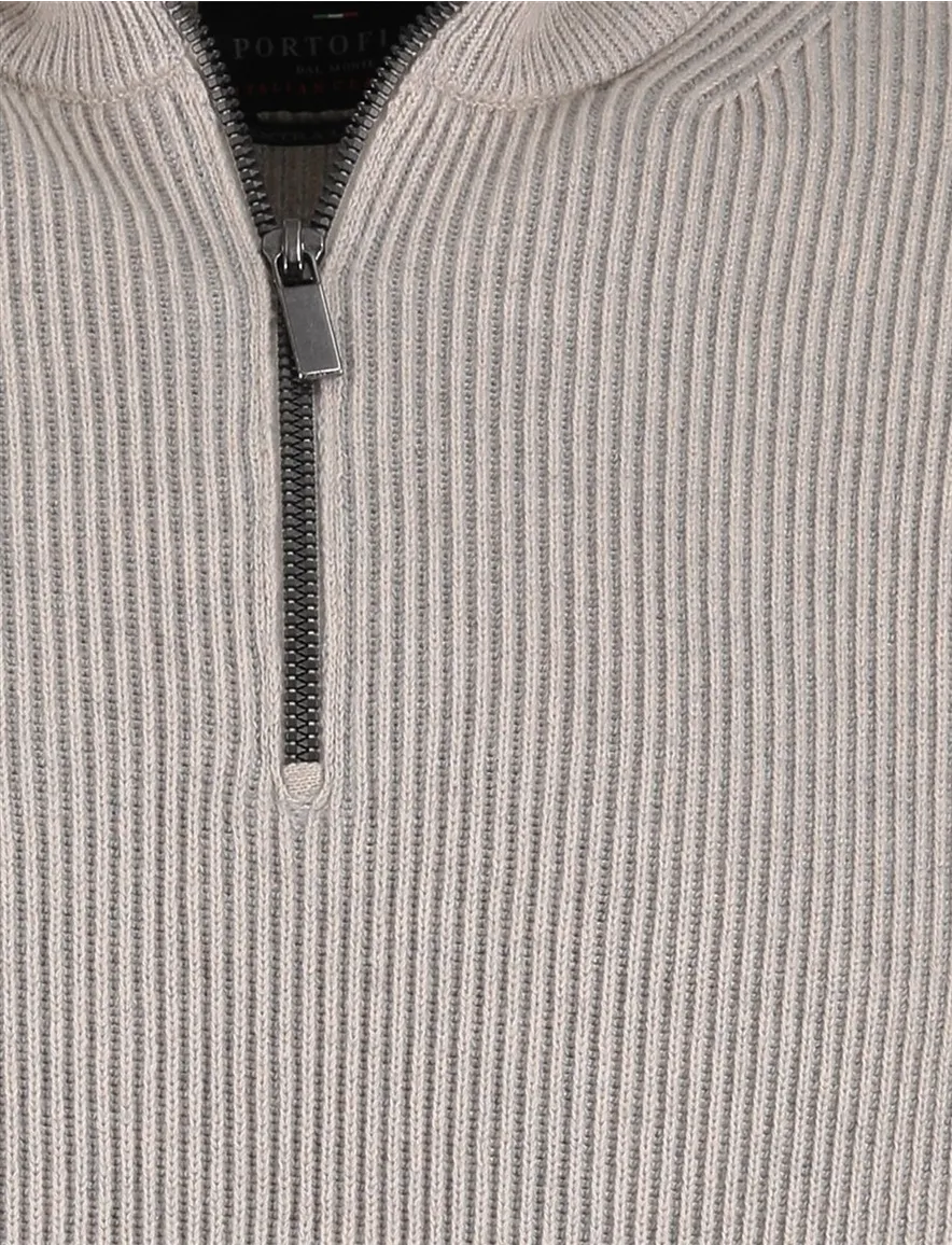Portofino trui half zip beige 100% katoen ml7
