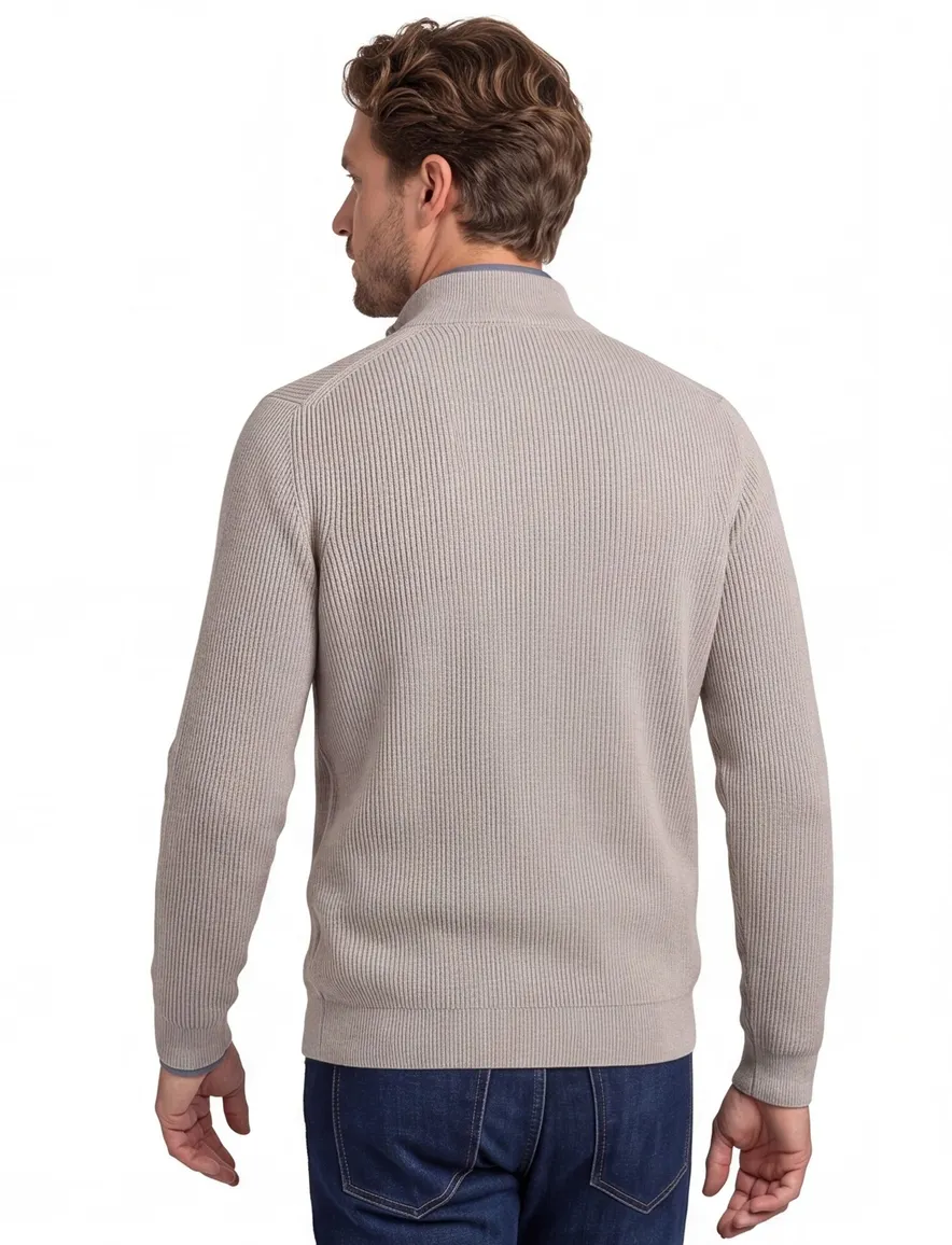 Portofino trui half zip beige 100% katoen ml7