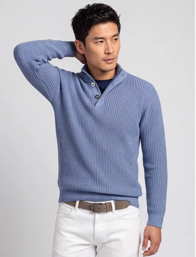 trui extra lange mouwlengte Portofino blauw