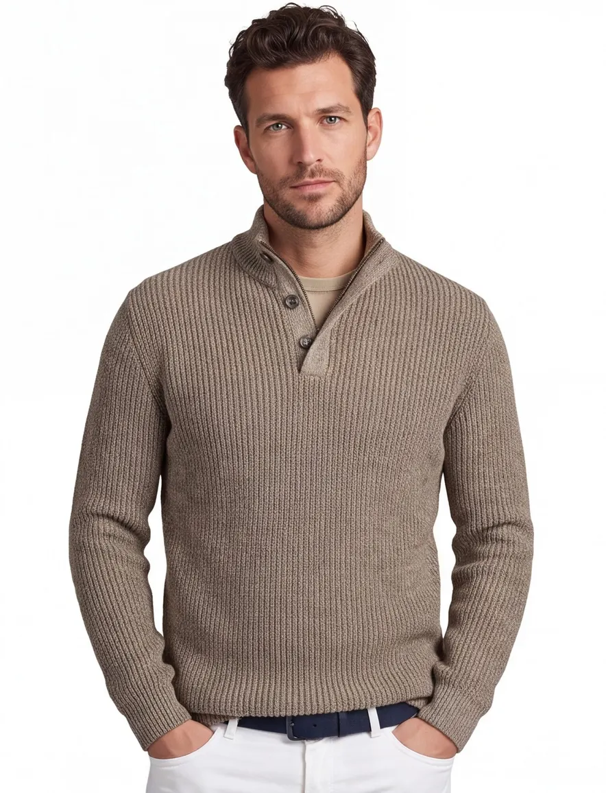 Portofino trui extra lange mouwlengte khaki