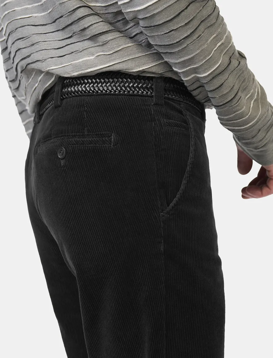 Meyer chino broek Bonn zwart corduroy effen