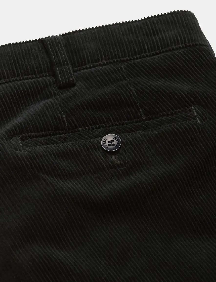Meyer chino broek Bonn zwart corduroy effen