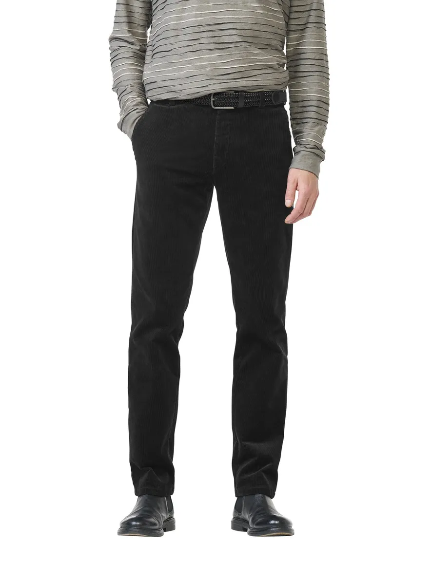 Meyer chino broek Bonn zwart corduroy effen