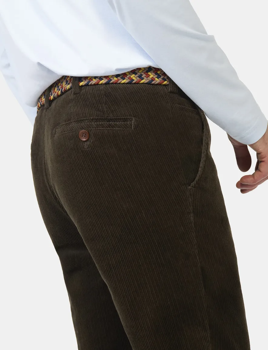 Meyer chino broek Bonn bruin effen corduroy