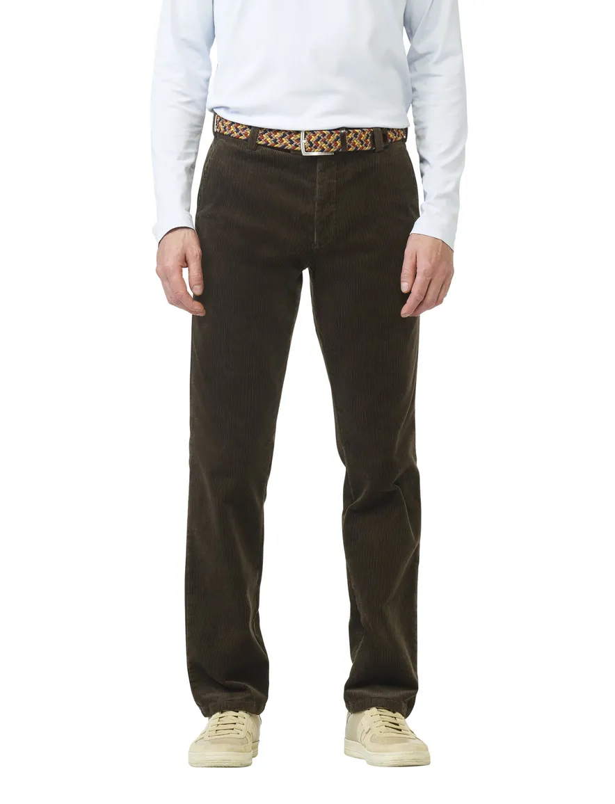 Meyer chino broek Bonn bruin effen corduroy