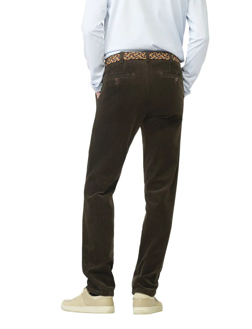 Meyer chino broek Bonn bruin effen corduroy