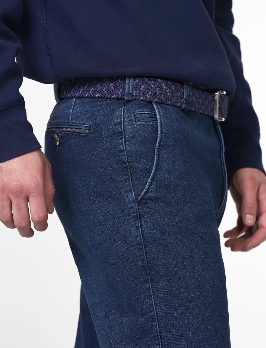 Meyer flatfront broek Bonn donkerblauw denim