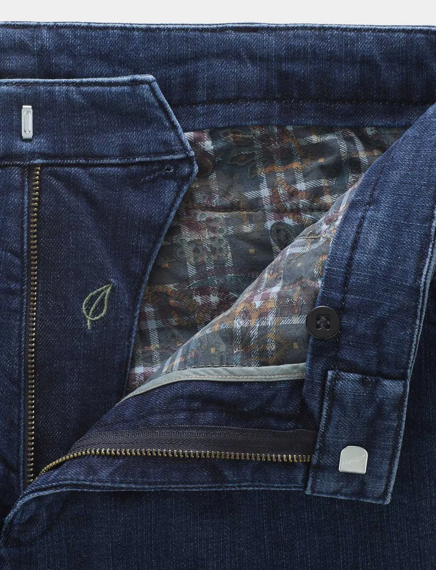 Meyer flatfront broek Bonn donkerblauw denim