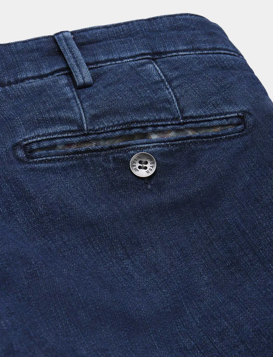 Meyer flatfront broek Bonn donkerblauw denim