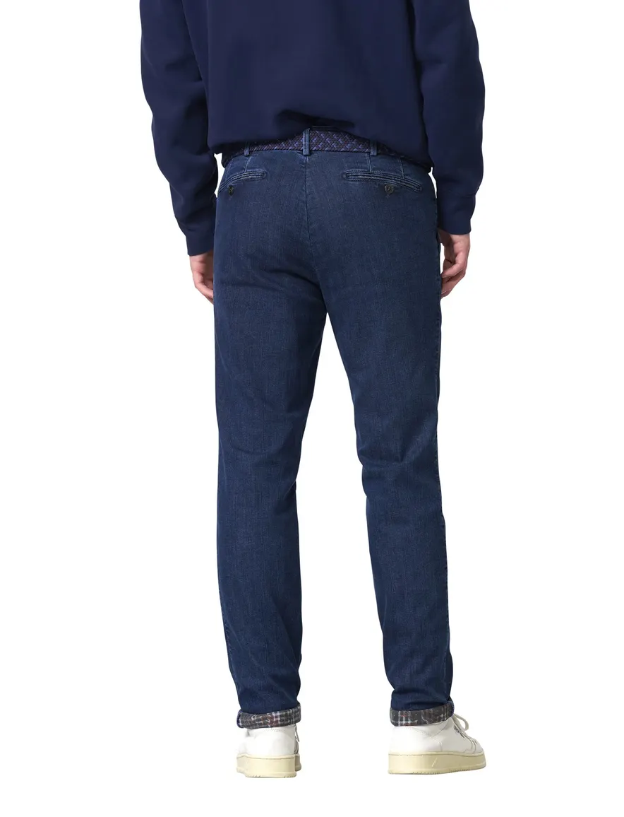 Meyer flatfront broek Bonn donkerblauw denim
