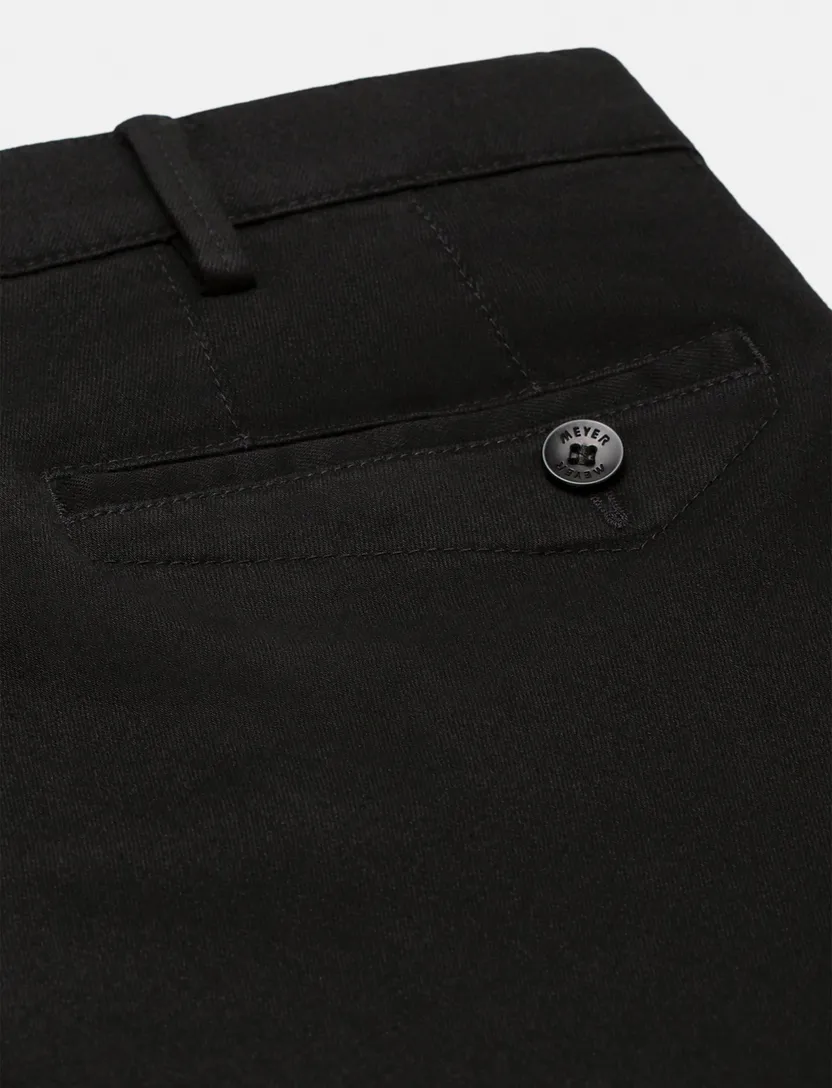 Meyer broek Dublin chino zwart normale fit effen katoen