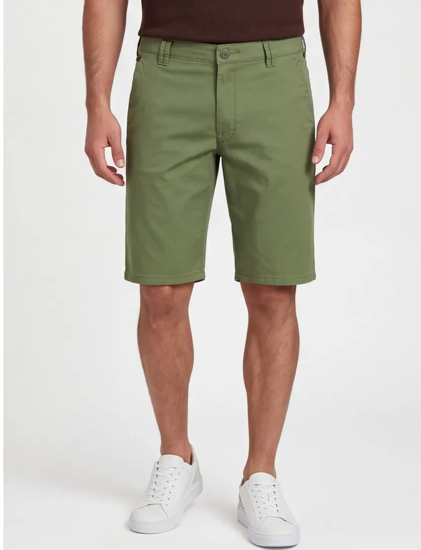 Shorts Meyer donkergroen katoen