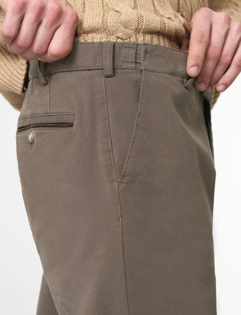 Flatfront broek Meyer Oslo bruin effen katoen