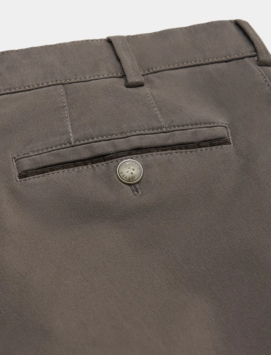 Meyer flatfront broek Oslo bruin effen katoen